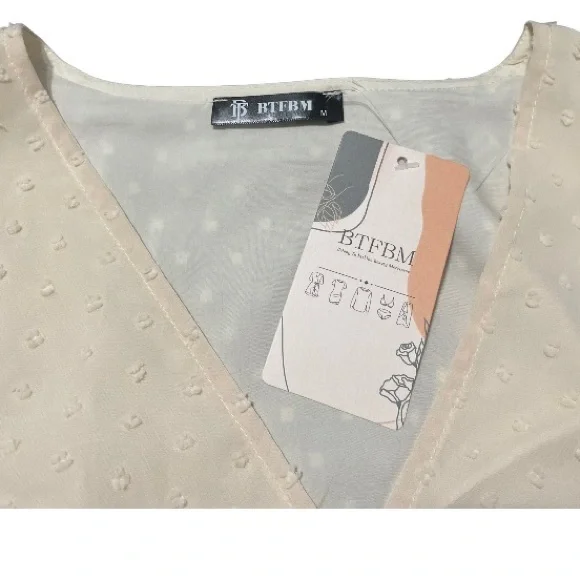 NWT women’s casual cream color long sleeve dress.  Size Medium - Picture 4 of 5